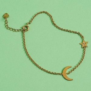 La Soula Delicate Gold Moon And Star Bracelet